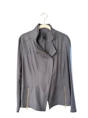 Clara Sunwoo Women's Charcoal Liquid Leather Jacket Size XL Vegan Leather